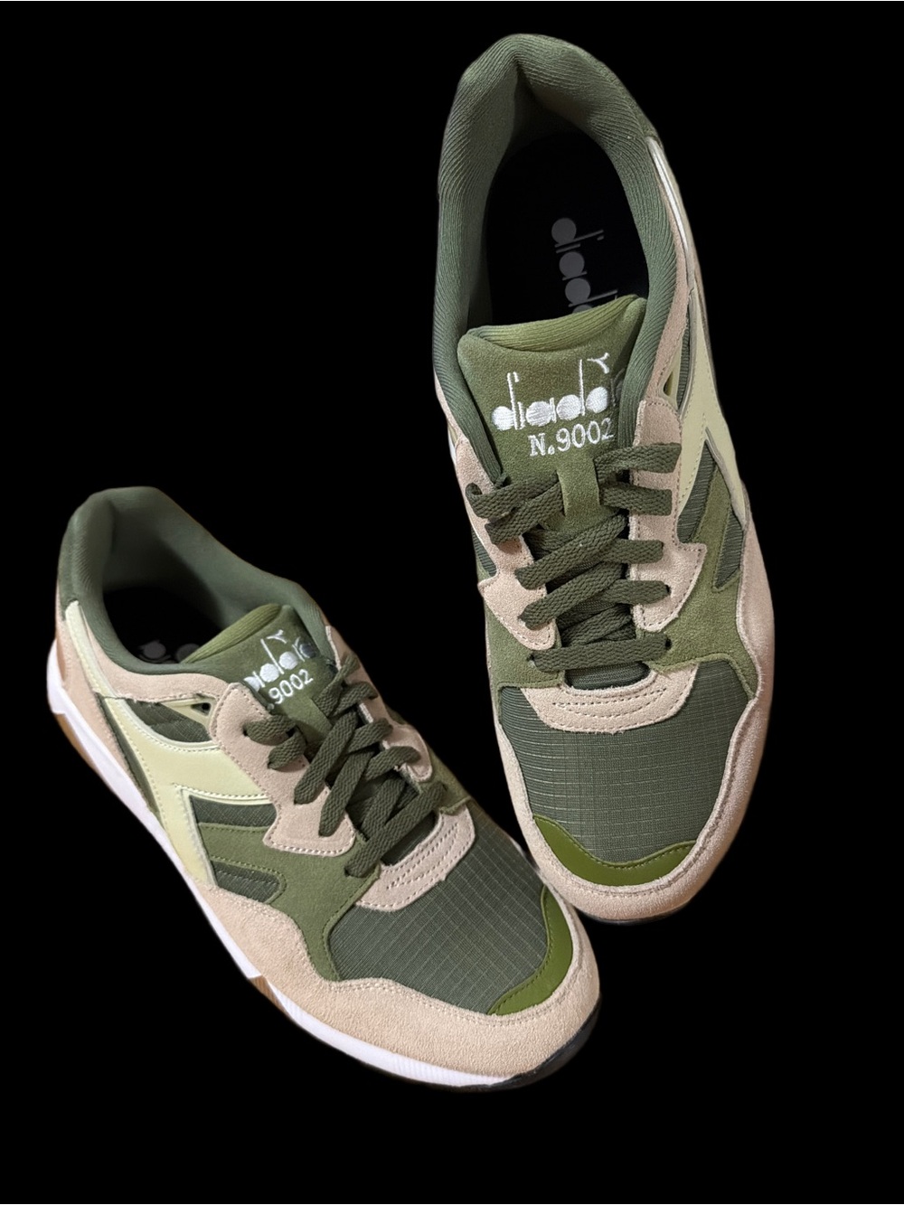 Diadora Men's Olive Green & Beige N.9002 Sneakers Size 11